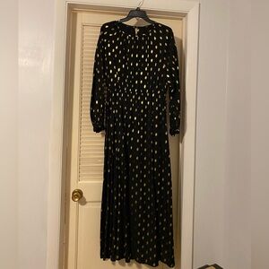 Elegant Black and Gold Polka Dot Dress